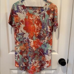 Soft Surroundings Multicolor Floral Short Sleeve Top